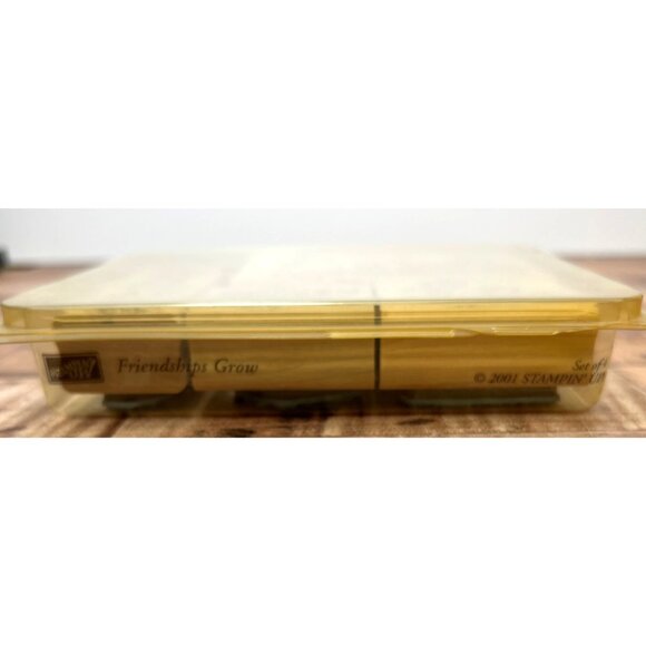 2001 STAMPIN' UP! Friendships Grow Wood Mounted Rubber Stamp set of 4 - Picture 2 of 3